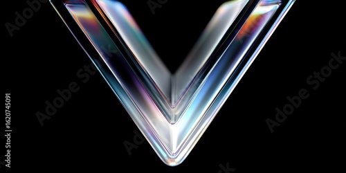 Abstract iridescent V shape graphic