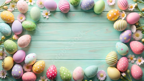 easter eggs on wooden background
