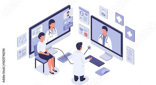 Wallpaper Mural Doctors connect with patients virtually for modern healthcare consultations and medical advice online Torontodigital.ca