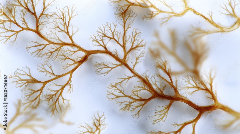Obraz premium Brown algae showing complex branching structure on white background