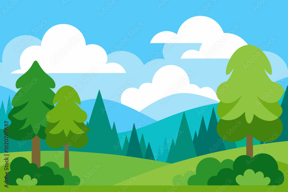 Obraz premium landscape with trees and mountains