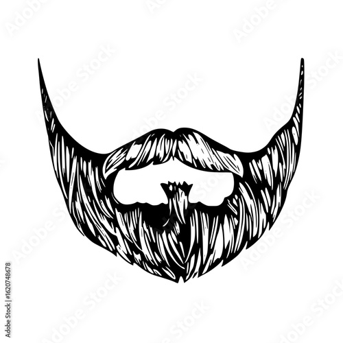Beard and mustache isolated on white