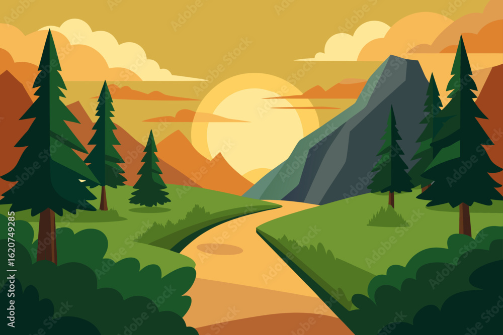 Fototapeta premium landscape with trees and mountains