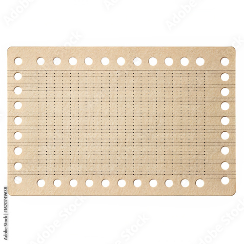 Punch Card Isolated on White Background Cutout High Resolution