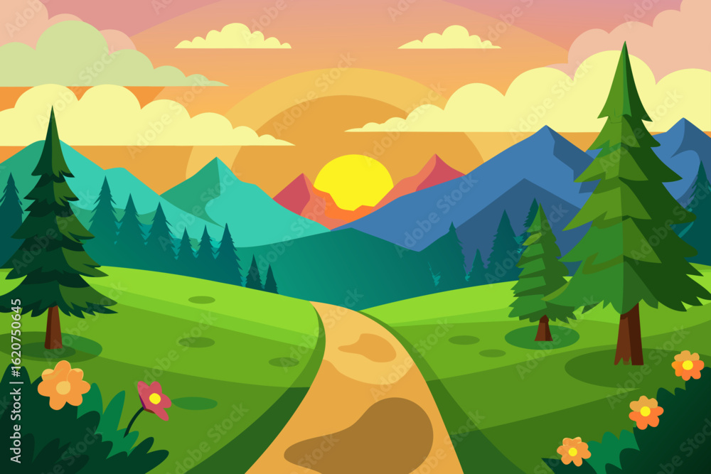 Obraz premium landscape with mountains and forest