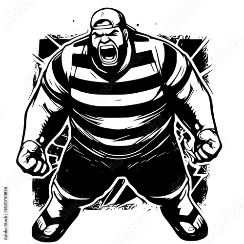 Aggressive muscular man shouting loudly