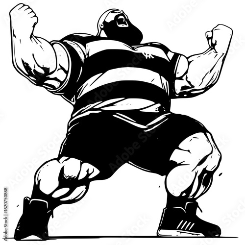 Strong man celebrating victory loudly