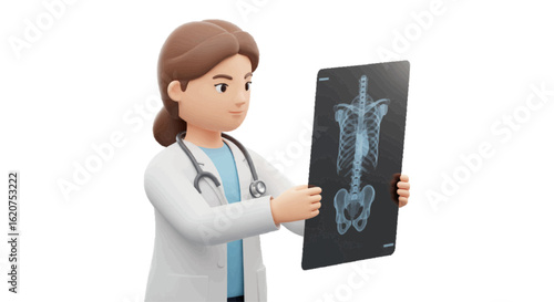 3D vector of doctor viewing x-ray image