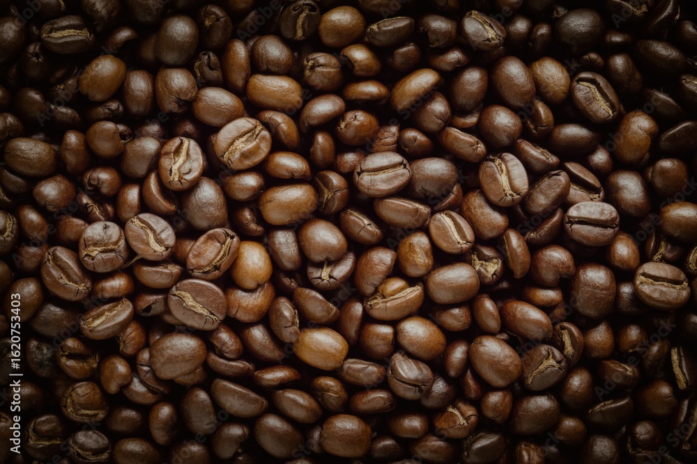 Obraz premium Aromatic roasted coffee beans create a rich and inviting texture