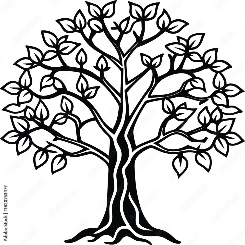 Obraz premium Stylized Tree of Life Silhouette for Nature Symbolism and Organic Designs