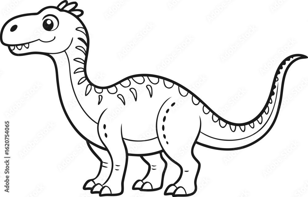 Fototapeta premium Hand drawn Dinosaur Coloring Page with Bus Line Artwork