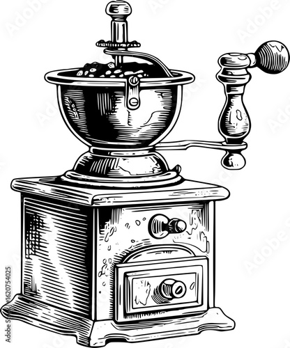 Vintage coffee grinder isolated on white background