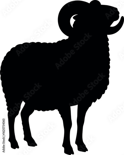 Ram silhouette majestic horned sheep