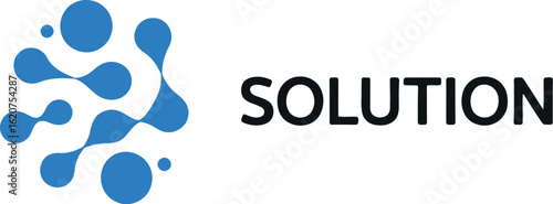 Solution company logo design with blue abstract network connection graphic icon vector illustartion