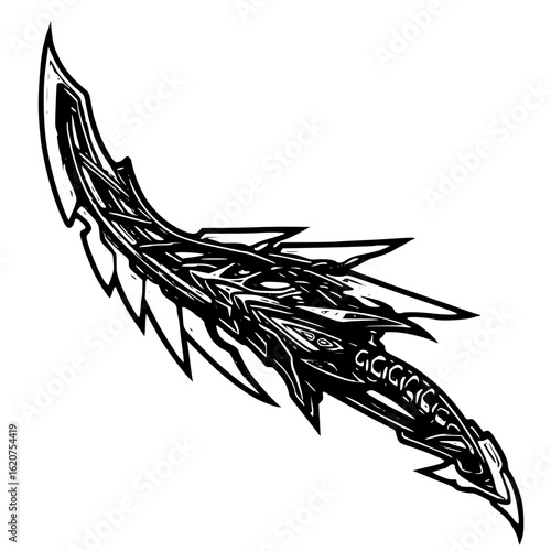 Curved sword isolated on white background