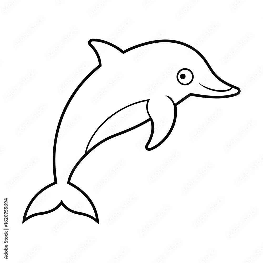 Fototapeta premium outline dolphin jumping cartoon on white backgroun