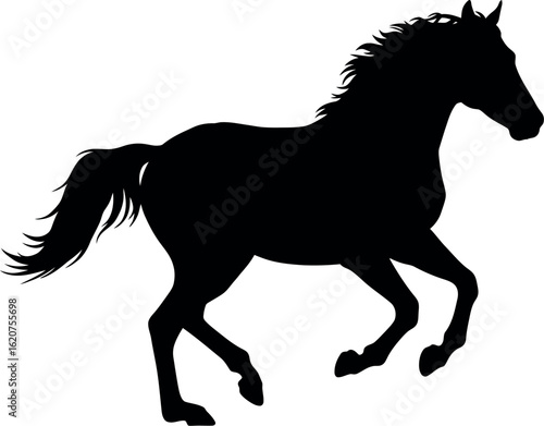 Black horse silhouette galloping