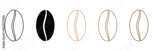 Coffee bean icon. Coffee seed sign set. Caffeine vector symbol isolated on white background. Arabic roasted icon. Vector illustration. EPS 10 .