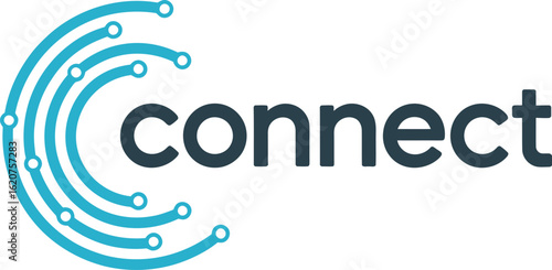 Connect logo design for networking company and technology solutions provider vector illustartion