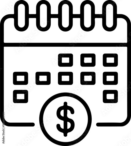 Financial calendar icon with dollar sign representing budgeting and planning