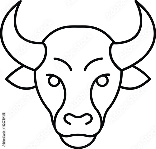 buffalo head icon outline vector illustration on transparent background