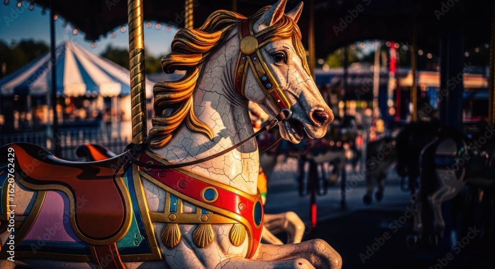 Carousel horse in sunset light Carousel horse in sunset light