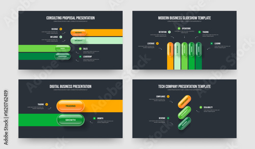 Marketing Plan 4 5 2 3 Option Infographic Slideshow Layout Collection. Corporate Portfolio Four Five Two Three Step Diagram Frame Design Vector Illustration Set.