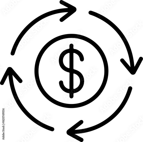 Circular arrow icon representing money flow and financial cycle