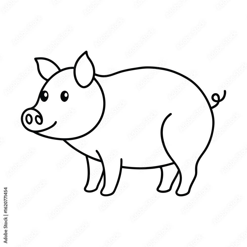 Obraz premium vector illustration of cartoon pig