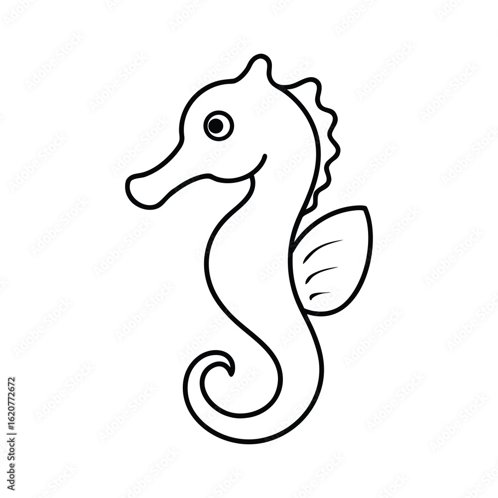 Naklejka premium outline seahorse cartoon on white background