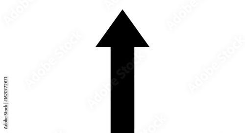 Black arrow pointing upwards isolated on white background