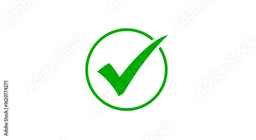 A green check mark inside of a circle indicates approval or a correct choice on a white background