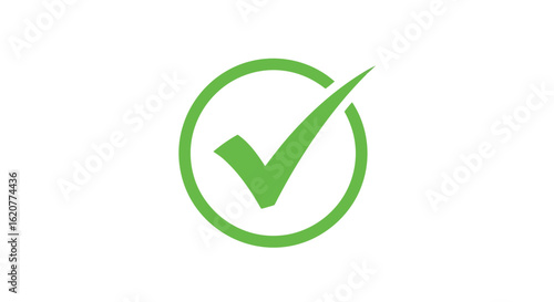 A green check mark inside a circle represents a positive confirmation of a task or selection on a white background