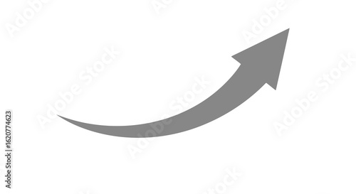 An upward curving arrow pointing to the upper right suggesting growth and positive direction on a white background