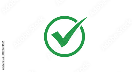 A green check mark inside a circle indicates success approval and positive confirmation for a task or selection