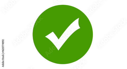 A green check mark inside a circle represents a symbol of success, approval, and positive confirmation on a white background