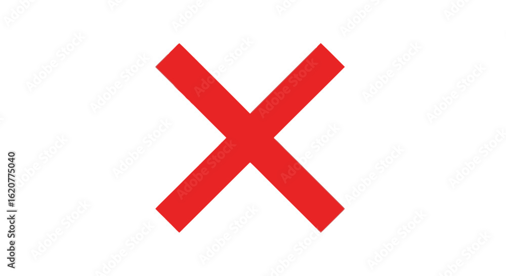 Obraz premium A simple red cross symbol on a white background indicating error cancellation or a wrong choice