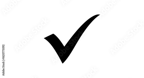 Black check mark on a white background indicating approval or completion of a task or selection