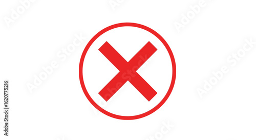 A red cross inside a circle indicates cancellation or error representing a negative response or incorrect choice