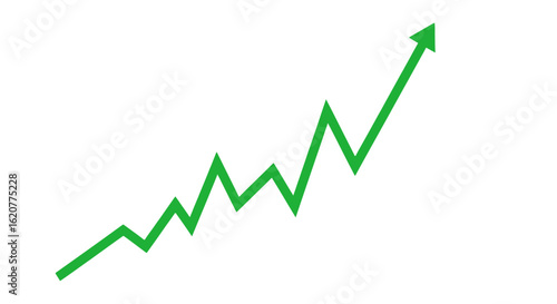 Green arrow pointing upward to indicate growth and success in business and financial markets