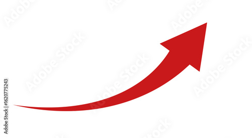 A curved red arrow pointing upwards to the right symbolizes growth success and positive direction in business