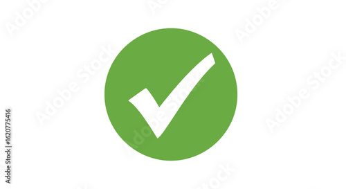Green check mark symbol isolated on white background, representing approval, success, and correctness