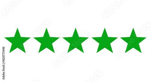 Five green stars arranged in a row representing a top rating or excellent review for service or product