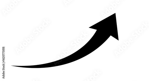 Black arrow pointing upwards, symbolizing growth and success, isolated on white background