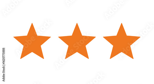 Three orange stars in a row representing customer feedback and rating of a service or product
