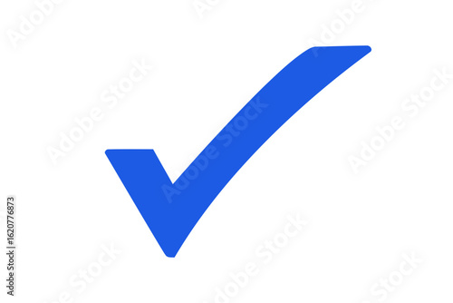 Blue check mark isolated on white background