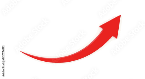 A red arrow curving upwards to the right symbolizes growth success and positive direction on a white background
