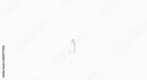 A solitary figure stands alone against a vast white background a minimalist representation of human existence