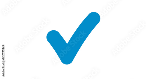 Blue check mark symbol isolated on white background