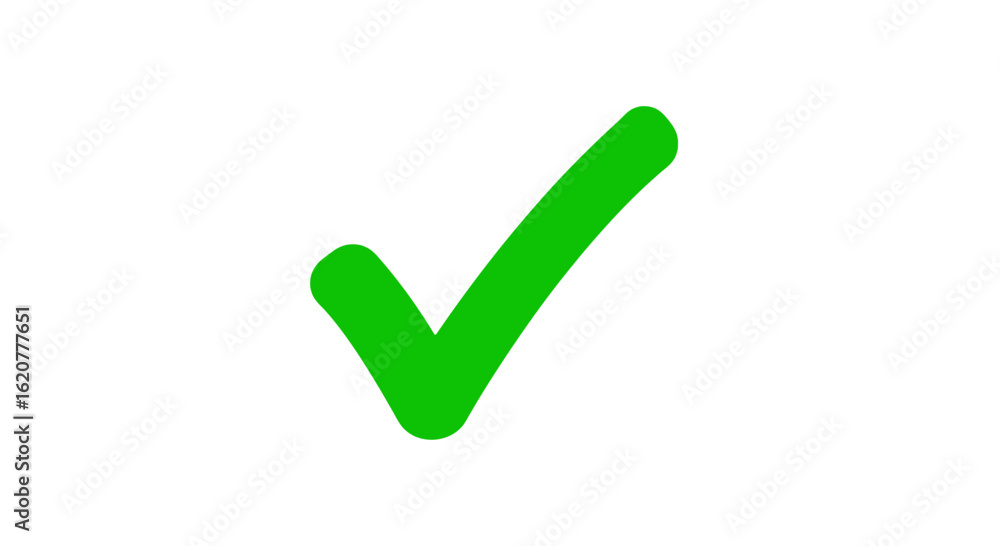 Green check mark symbol isolated on white background, representing correctness, approval, and success Green check mark symbol isolated on white background, representing correctness, approval, and success